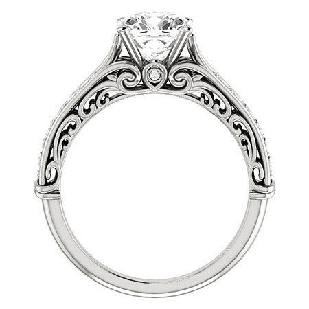 Cushion Moissanite Designer Inspired Scroll Engagement Ring