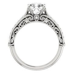 Cushion Moissanite Designer Inspired Scroll Engagement Ring
