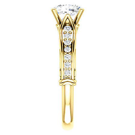 Cushion Moissanite Designer Inspired Scroll Engagement Ring