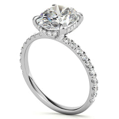 Oval Moissanite Diamond Pave Basket Engagement Ring