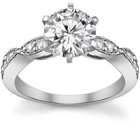 Moissanite Scalloped Milgrain Style Engagement Ring Setting