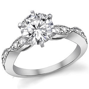 Moissanite Scalloped Milgrain Style Engagement Ring Setting