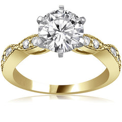 Moissanite Scalloped Milgrain Style Engagement Ring Setting