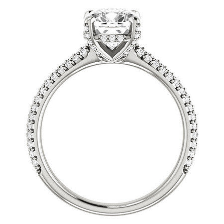 Cushion Moissanite Pave Style Engagement Ring