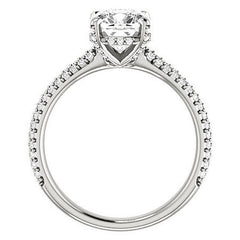 Cushion Moissanite Pave Style Engagement Ring