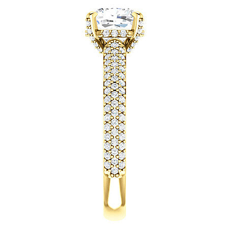 Cushion Moissanite Pave Style Engagement Ring