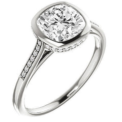 Cushion Moissanite Petite Bezel Engagement Ring