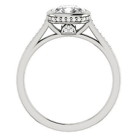 Cushion Moissanite Petite Bezel Engagement Ring