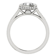Cushion Moissanite Petite Bezel Engagement Ring