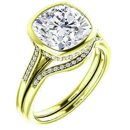 Cushion Moissanite Petite Bezel Engagement Ring