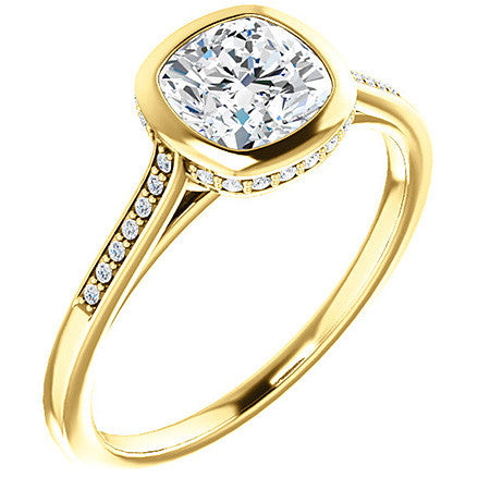 Cushion Moissanite Petite Bezel Engagement Ring