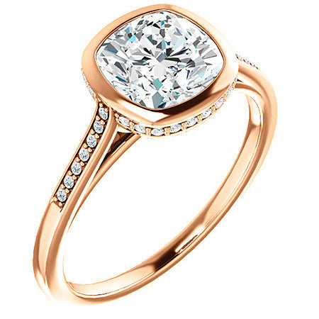 Cushion Moissanite Petite Bezel Engagement Ring