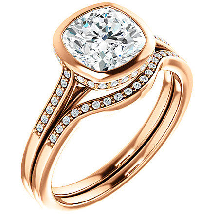 Cushion Moissanite Petite Bezel Engagement Ring