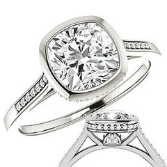 Cushion Moissanite Petite Bezel Engagement Ring