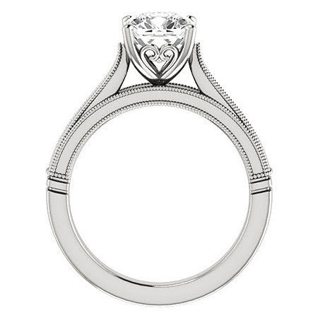 Cushion Cathedral Solitaire with Scroll Accents
