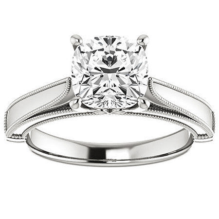 Cushion Cathedral Solitaire with Scroll Accents