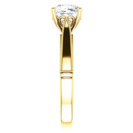 Cushion Cathedral Solitaire with Scroll Accents