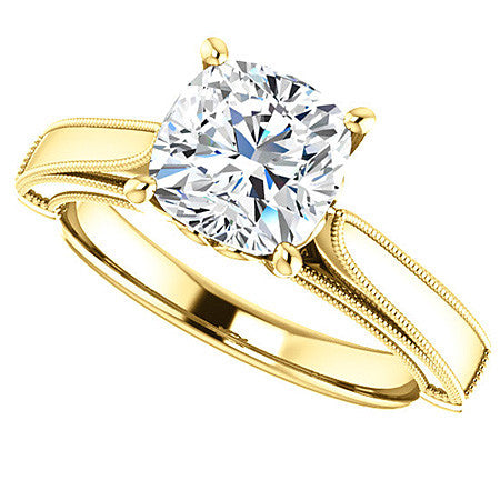 Cushion Cathedral Solitaire with Scroll Accents