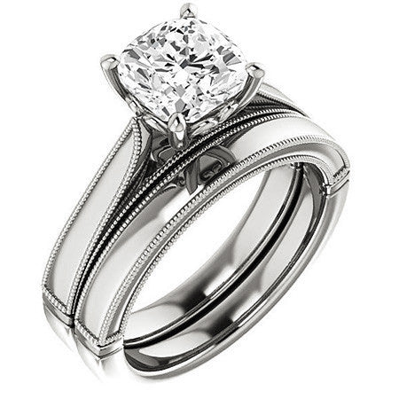 Cushion Cathedral Solitaire with Scroll Accents