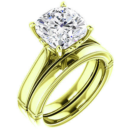 Cushion Cathedral Solitaire with Scroll Accents