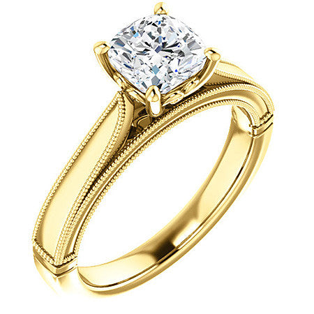 Cushion Cathedral Solitaire with Scroll Accents