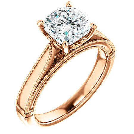 Cushion Cathedral Solitaire with Scroll Accents