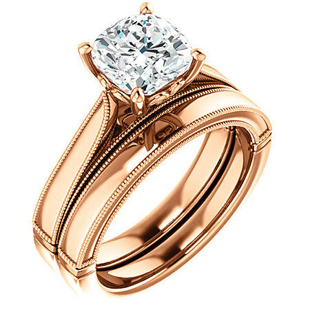 Cushion Cathedral Solitaire with Scroll Accents