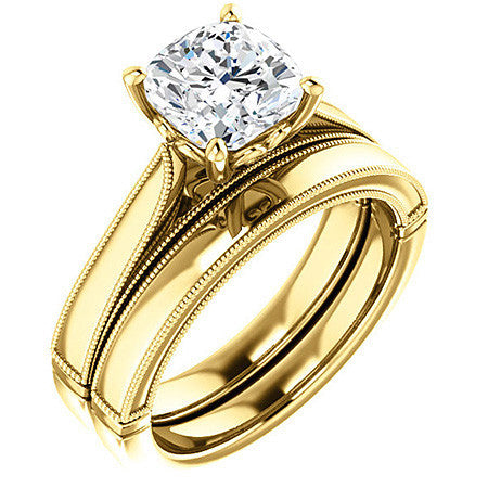 Cushion Cathedral Solitaire with Scroll Accents