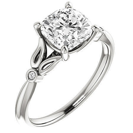 Floral Inspired Cushion Cathedral Engagement Ring