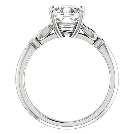Floral Inspired Cushion Cathedral Engagement Ring