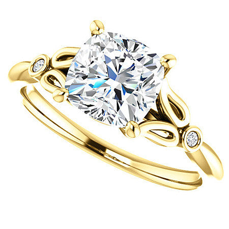 Floral Inspired Cushion Cathedral Engagement Ring