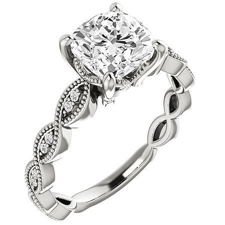 Cushion Infinity-Styled Engagement Ring with Milgrain