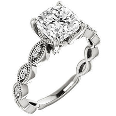 Cushion Infinity-Styled Engagement Ring with Milgrain