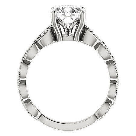 Cushion Infinity-Styled Engagement Ring with Milgrain