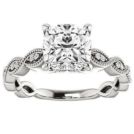 Cushion Infinity-Styled Engagement Ring with Milgrain