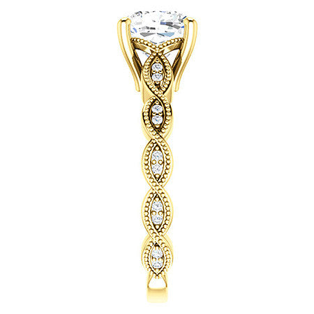Cushion Infinity-Styled Engagement Ring with Milgrain