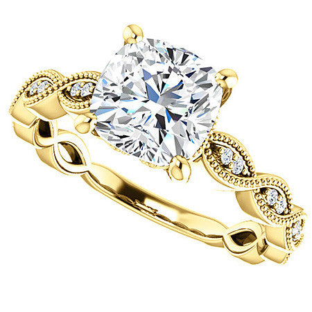 Cushion Infinity-Styled Engagement Ring with Milgrain