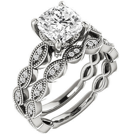 Cushion Infinity-Styled Engagement Ring with Milgrain
