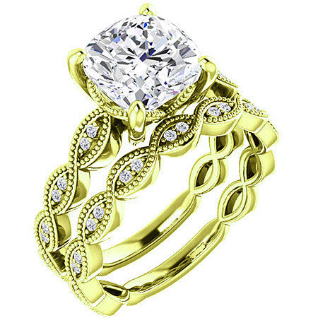 Cushion Infinity-Styled Engagement Ring with Milgrain