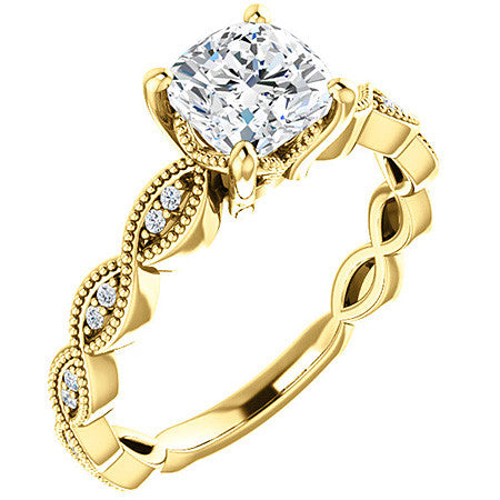 Cushion Infinity-Styled Engagement Ring with Milgrain