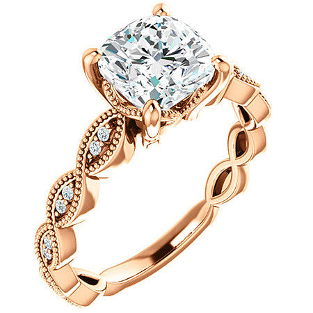 Cushion Infinity-Styled Engagement Ring with Milgrain