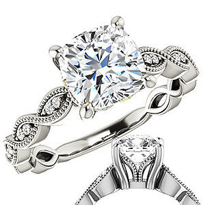 Cushion Infinity-Styled Engagement Ring with Milgrain