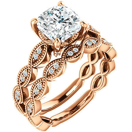 Cushion Infinity-Styled Engagement Ring with Milgrain