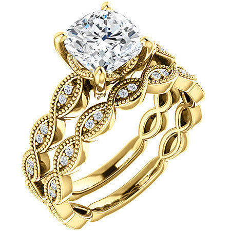 Cushion Infinity-Styled Engagement Ring with Milgrain