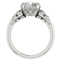 Cushion Moissanite Bezel Scroll Engagement Ring