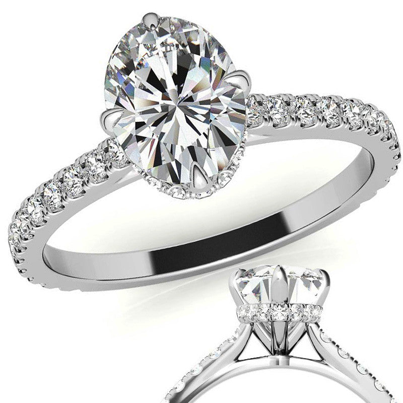NESW-Oriented Oval Moissanite Engagement Ring