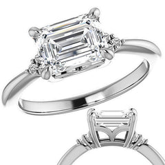 Emerald / Radiant East-West Moissanite Engagement Ring