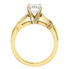 Emerald / Radiant Infinity Accent Engagement Ring