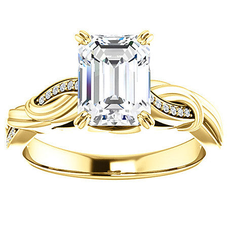 Emerald / Radiant Infinity Accent Engagement Ring