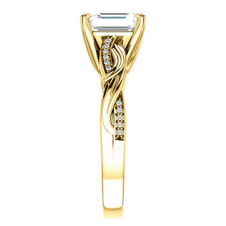Emerald / Radiant Infinity Accent Engagement Ring